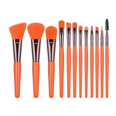 Set Brochas Maquillaje Colores Fluor x12 Piezas A223-12  (Naranja)