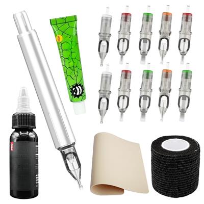 Kit Hand Poke Tatuaje Manual - Completo y Profesional (Plateado)
