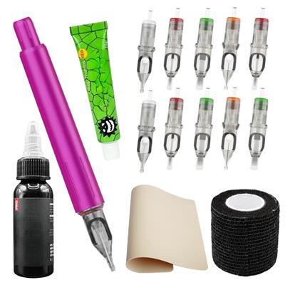 Kit Hand Poke Tatuaje Manual - Completo y Profesional (Fucsia)