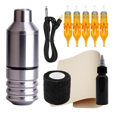 Kit Tattoo con Máquina Pen King Kong 17 (Plateada) + Accesorios