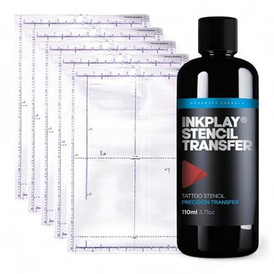 Kit Tattoo Transfer Stencil Inkplay 110ml + 10 Papeles Hectográficos