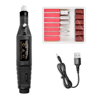 Torno Electrico para Manicura Pedicura JQ20 USB + Accesorios (Negro)